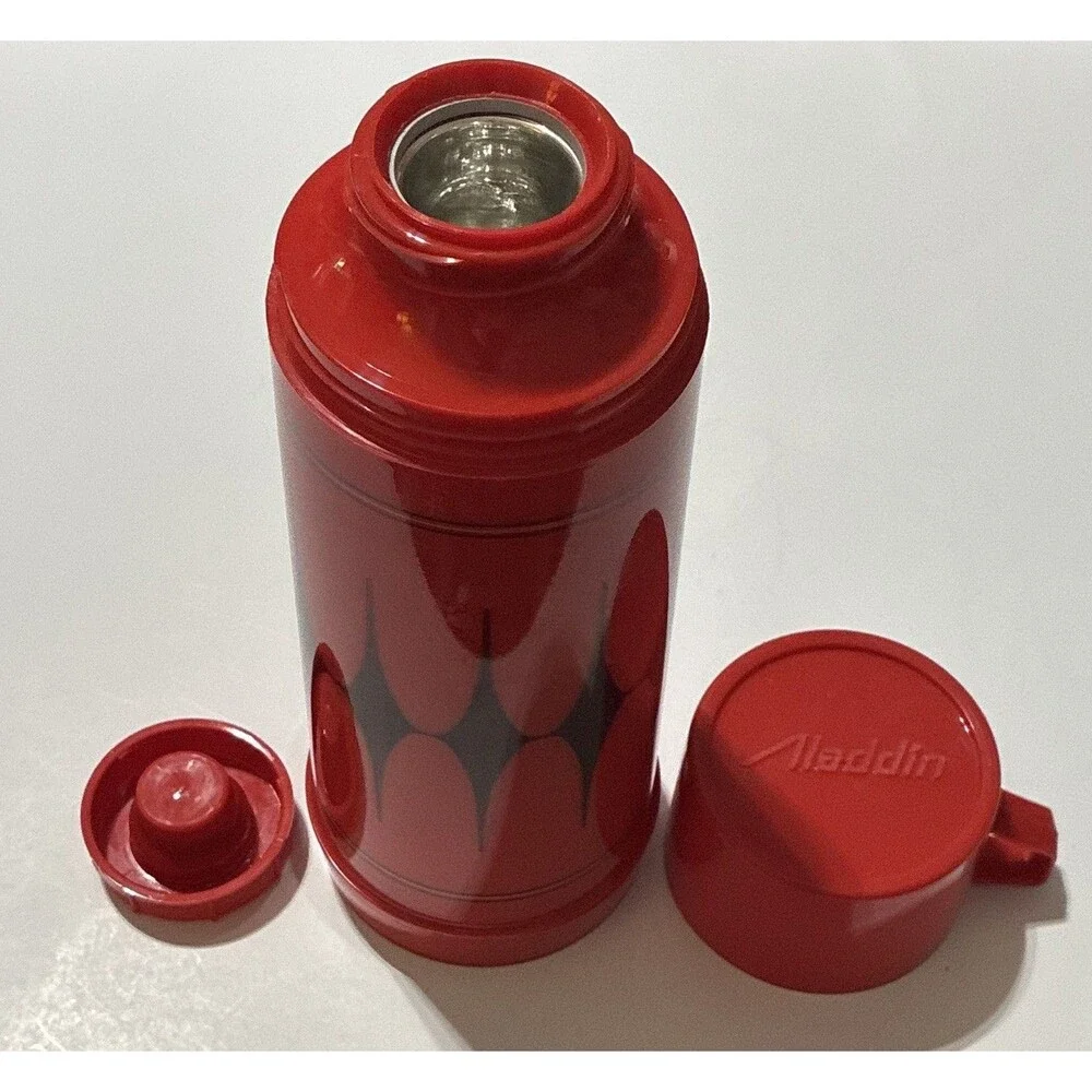 Aladdin 1 qt Vacuum Flask Thermos Insulated w/ Twist Lid, Red/Black 032C